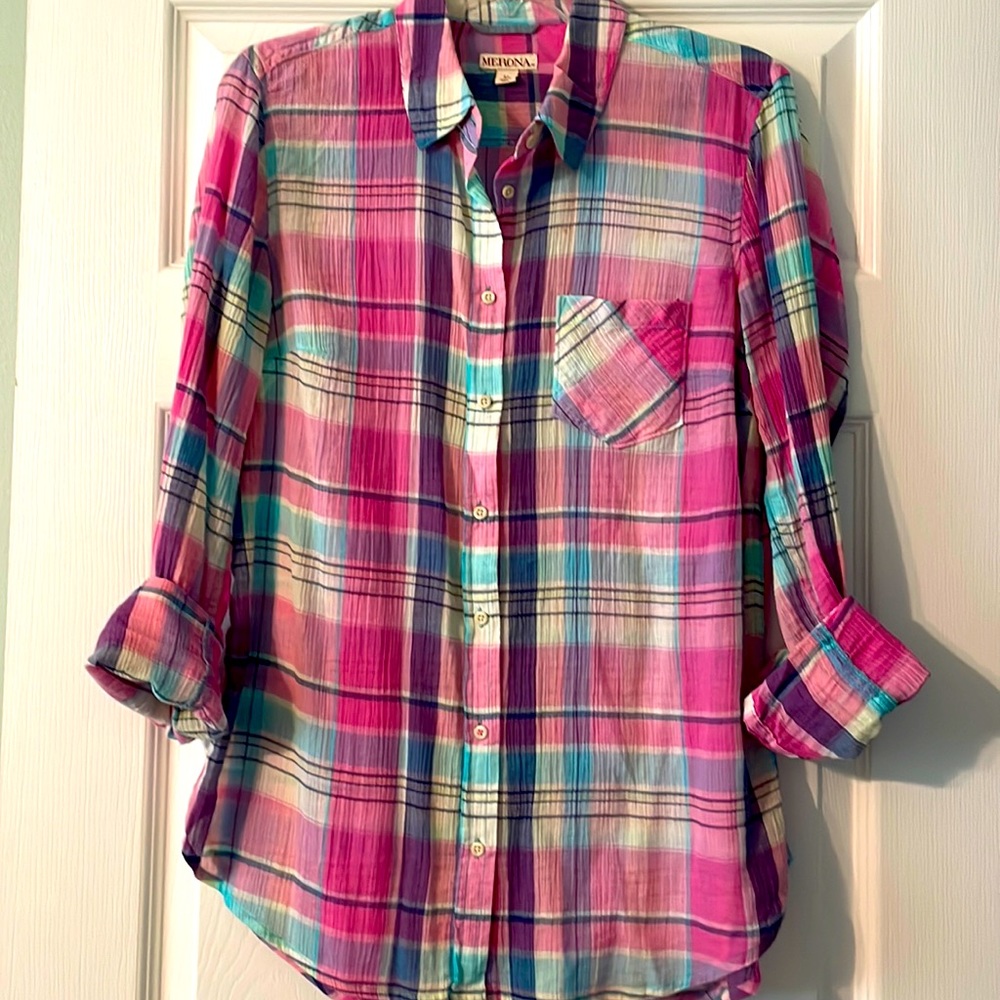 Merona 3/4 sleeve pastel button down shirt